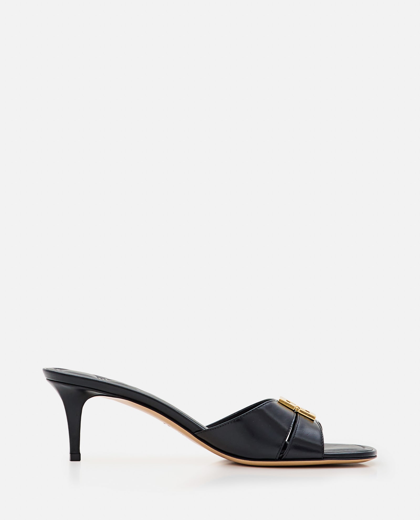 Shop Fendi Slide Patent Leather Heels In Black