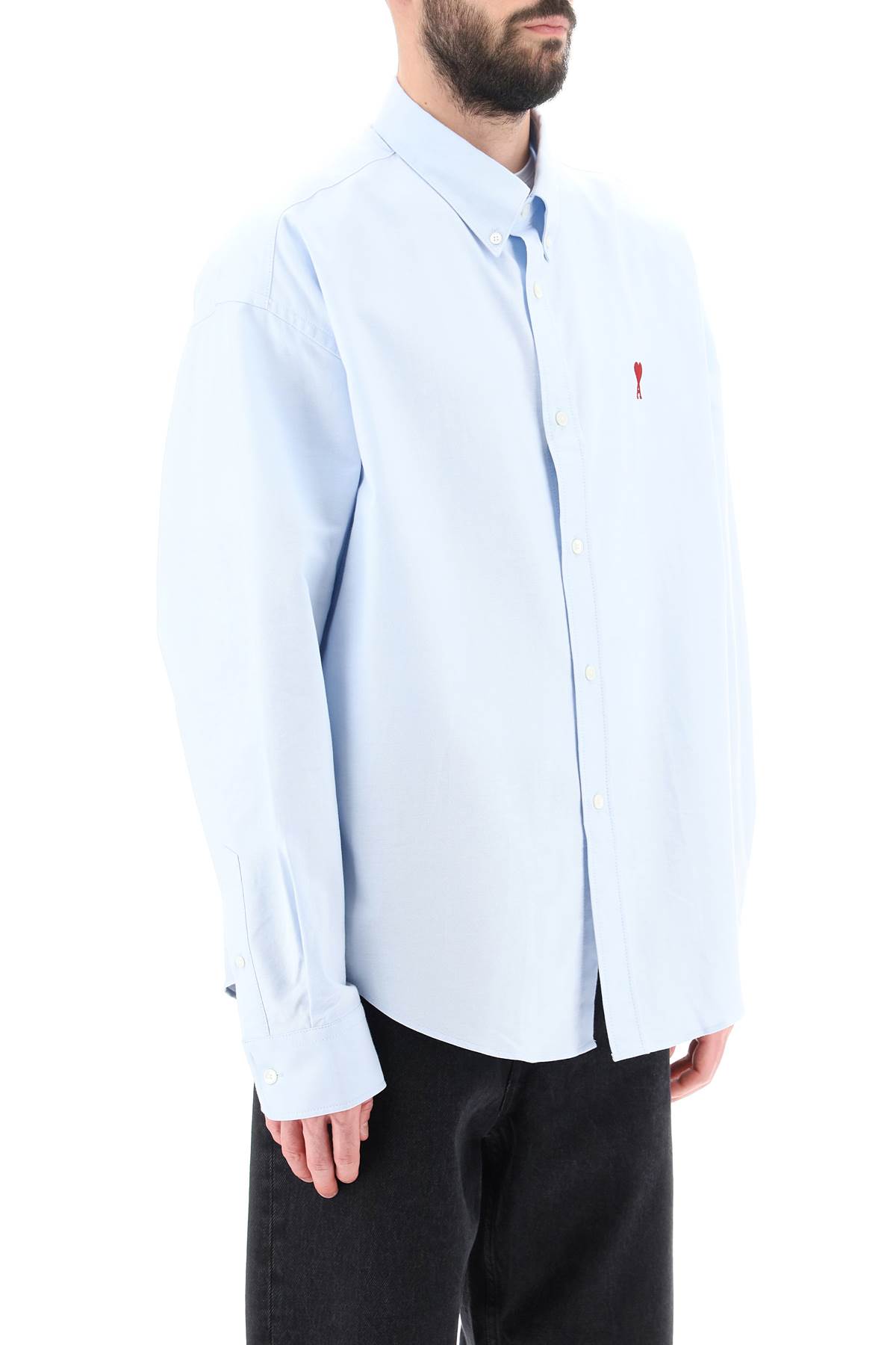 Shop Ami Alexandre Mattiussi Ami De Coeur Boxy Shirt In Sky Blue (light Blue)