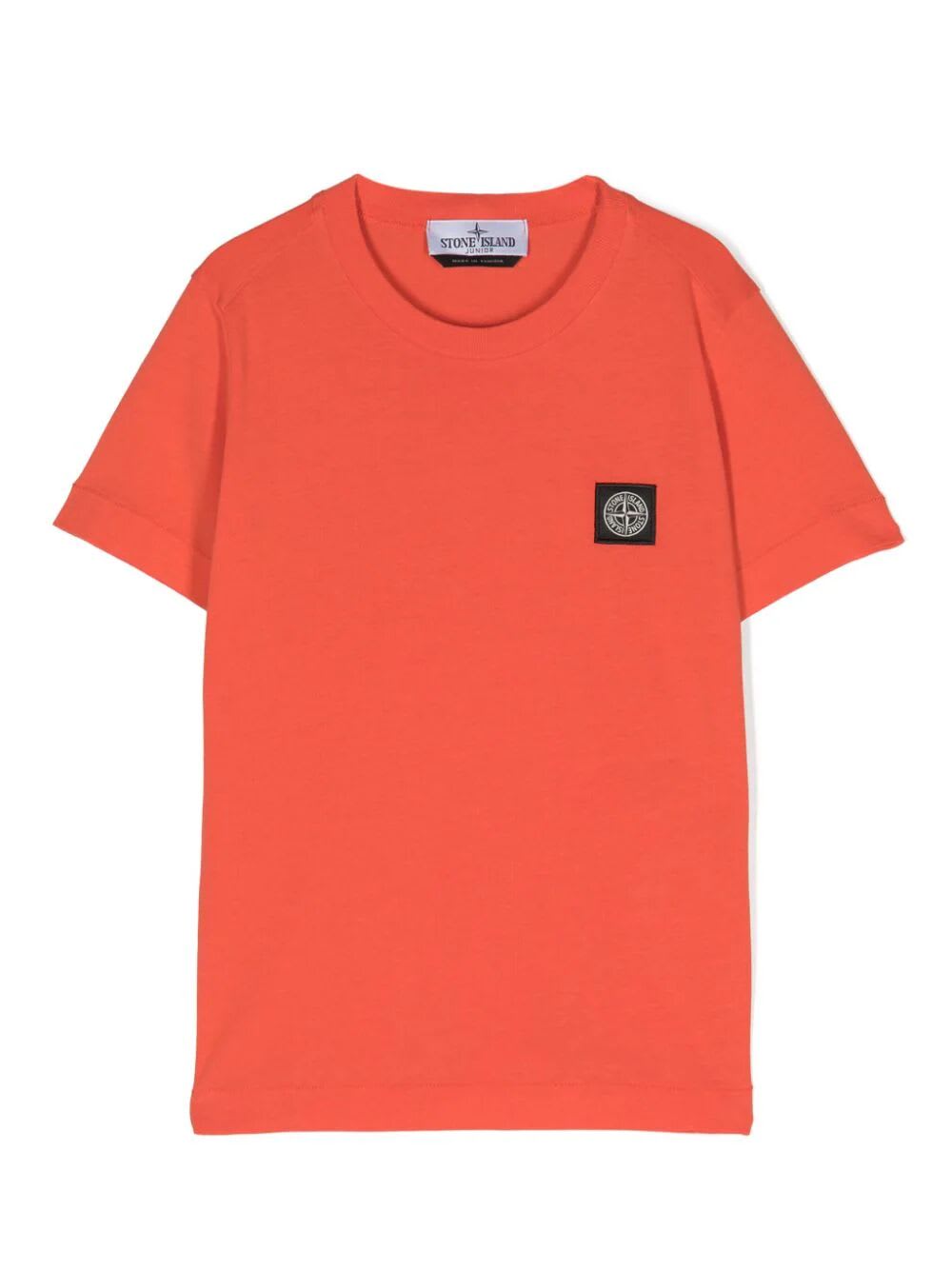 Shop Stone Island Junior T-shirt In Orange Red