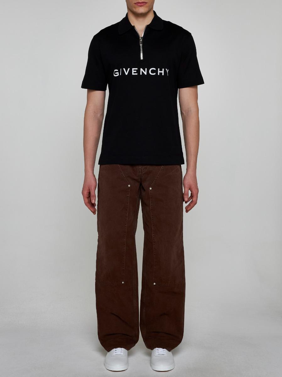 Shop Givenchy Logo Cotton Polo Shirt In Black