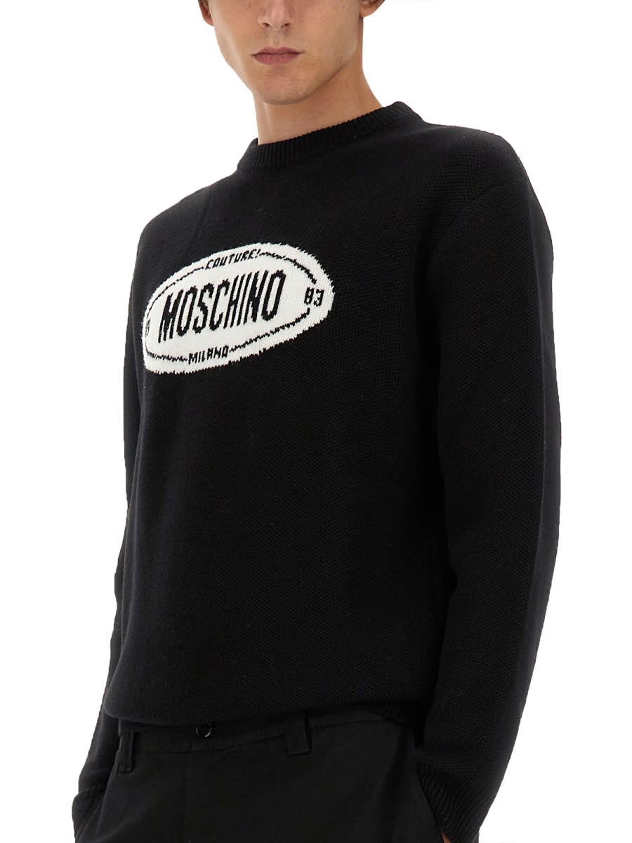 Shop Moschino Jersey With Logo In Black