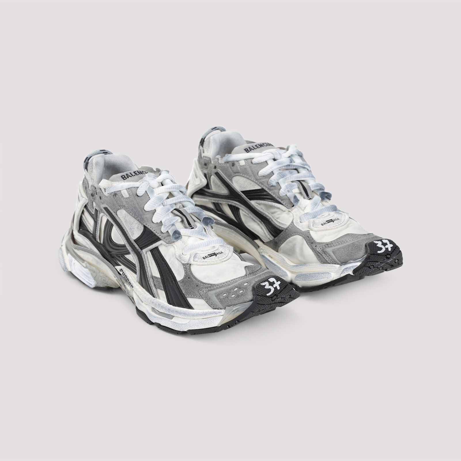 Balenciaga Runner Sneakers With Mesh Panels And Rubber Sole In Black