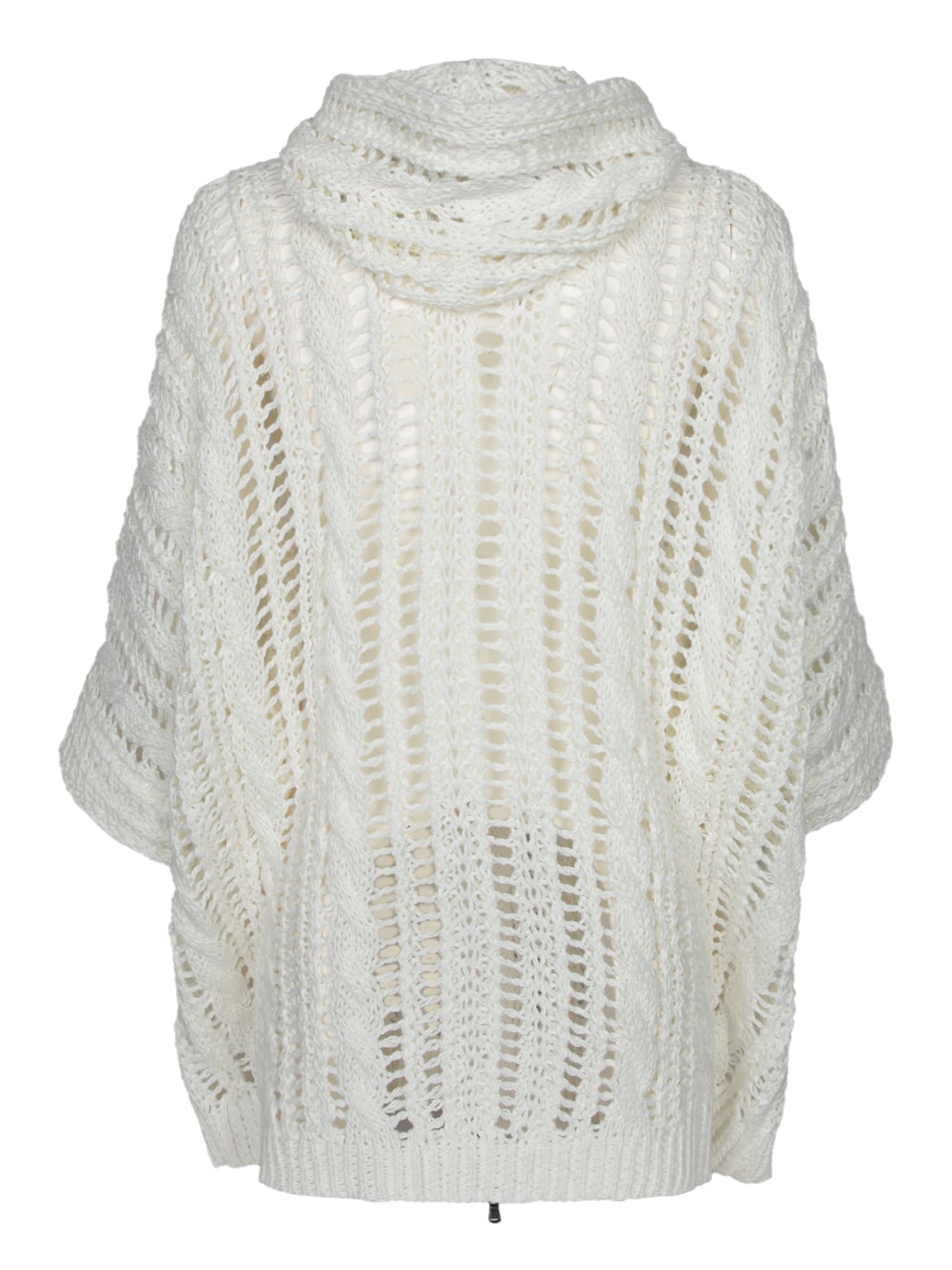 Brunello Cucinelli White Panama Crochet Cardigan In White