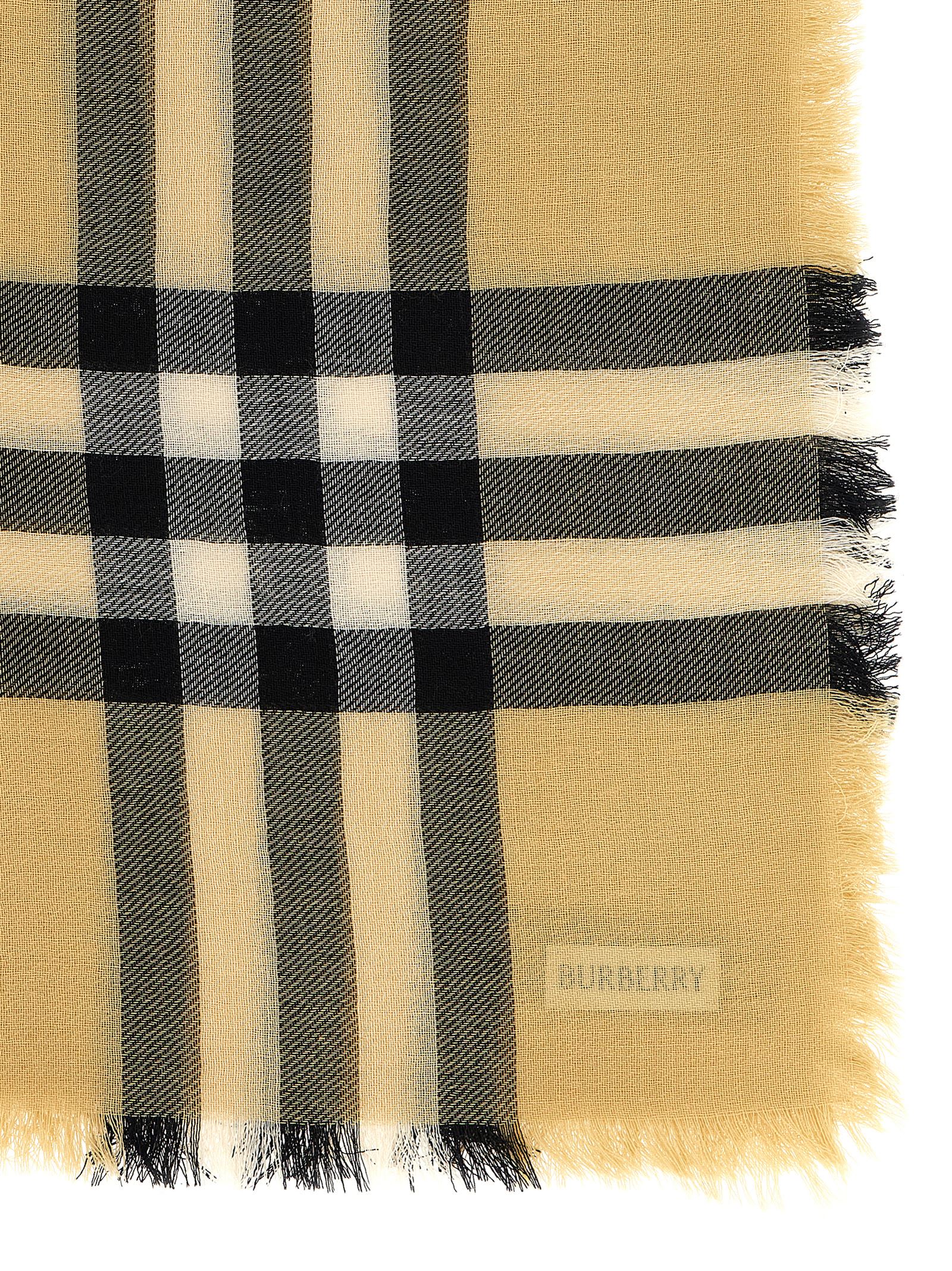 Burberry Check Wool Scarf Scarves And Foulards Beige In Brown