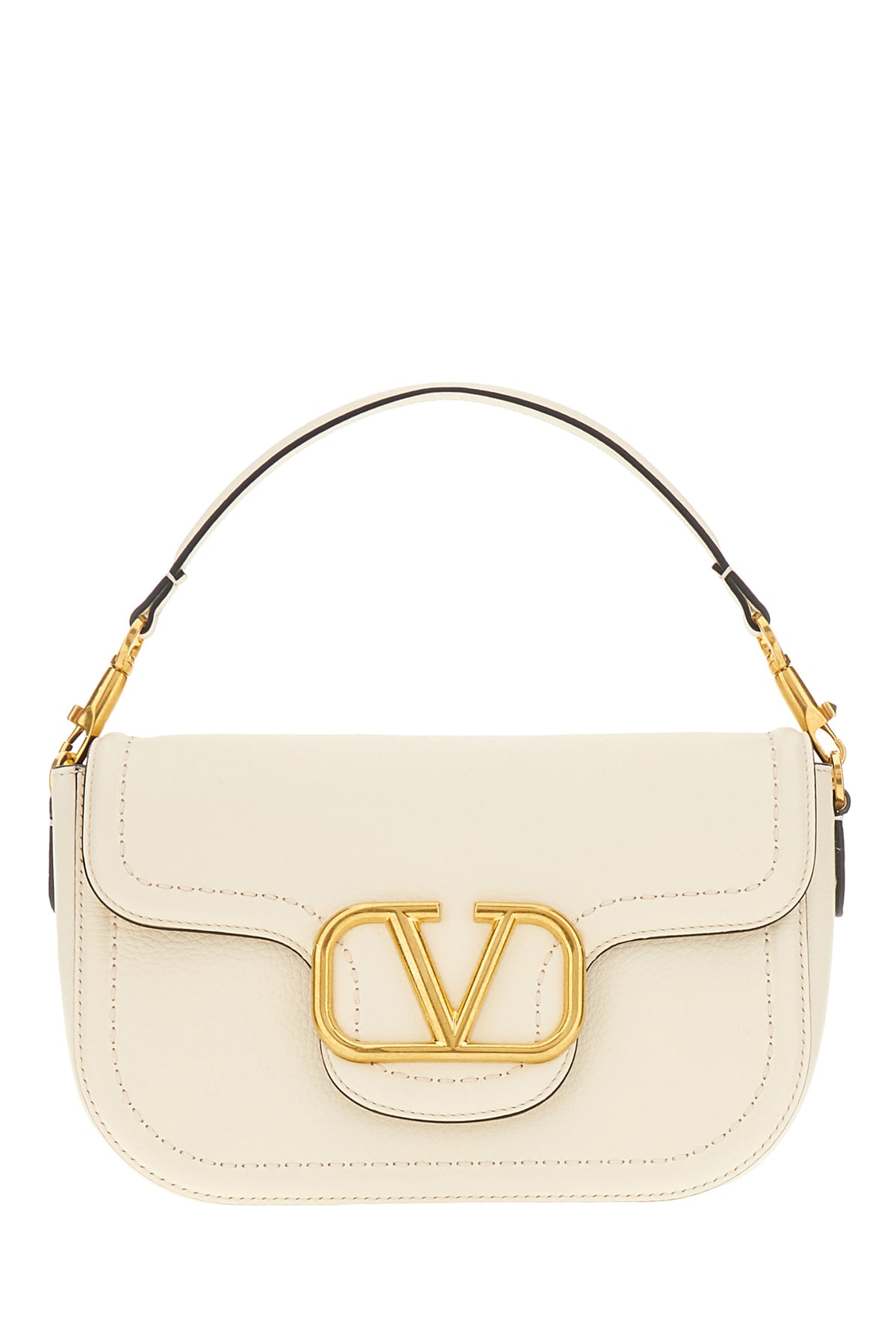 Shop Valentino Ivory Leather Alltime Handbag