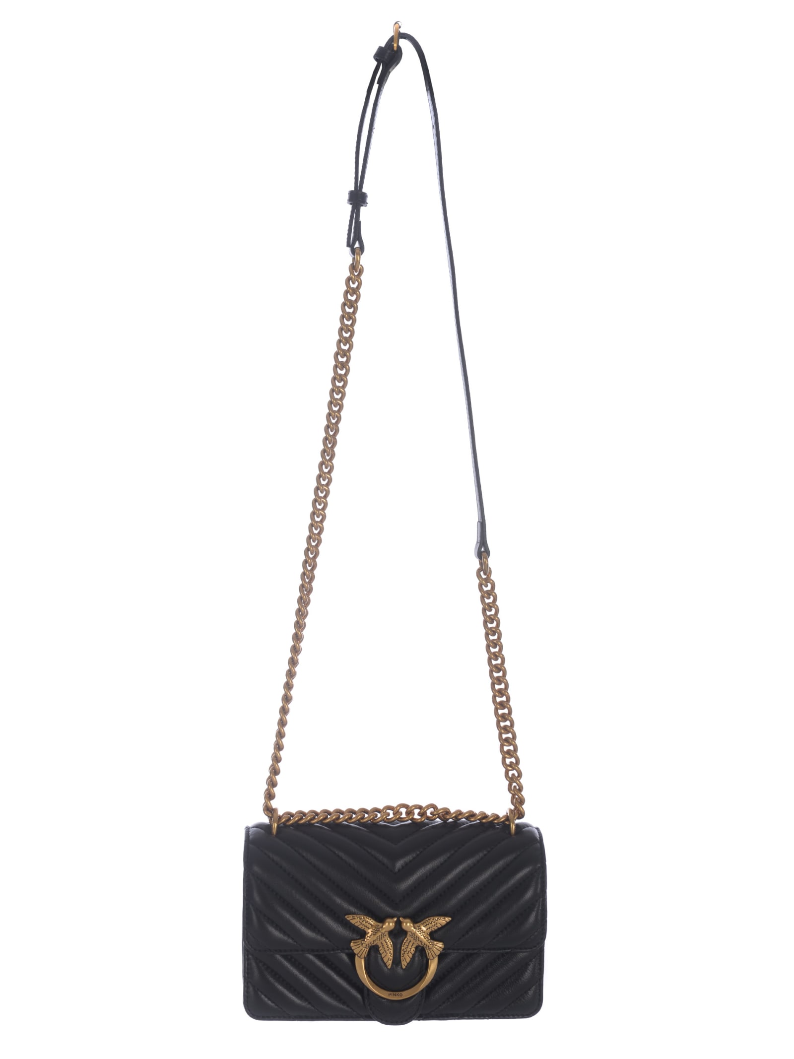 Shop Pinko Bag  Love One Mini Made Of Chevron Nappa In Black