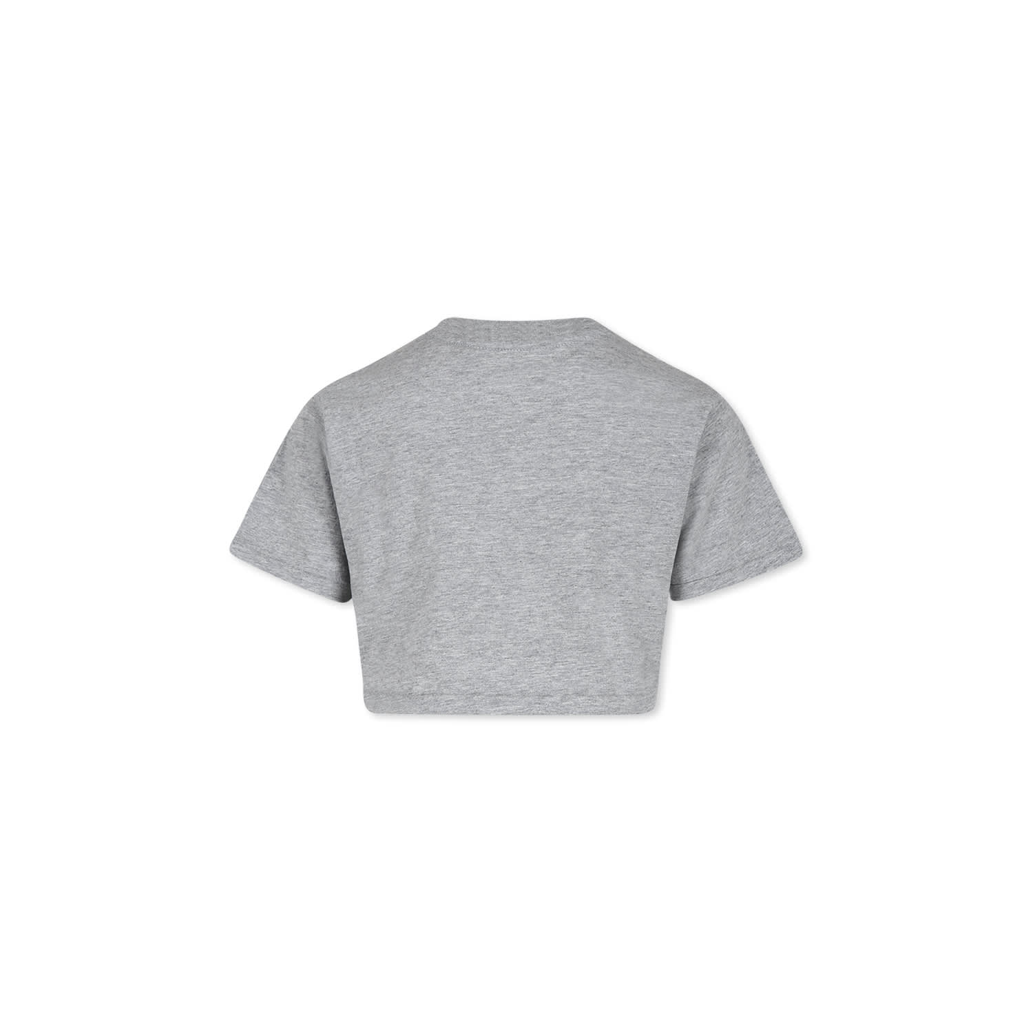 Polo Ralph Lauren Grey Crop T-shirt For Girl With Logo In Grey