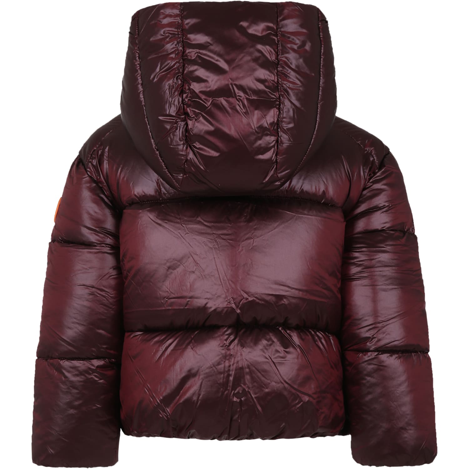 Shop Save The Duck Burgundy Ili Down Jacket For Girl With Logo In Bordeaux