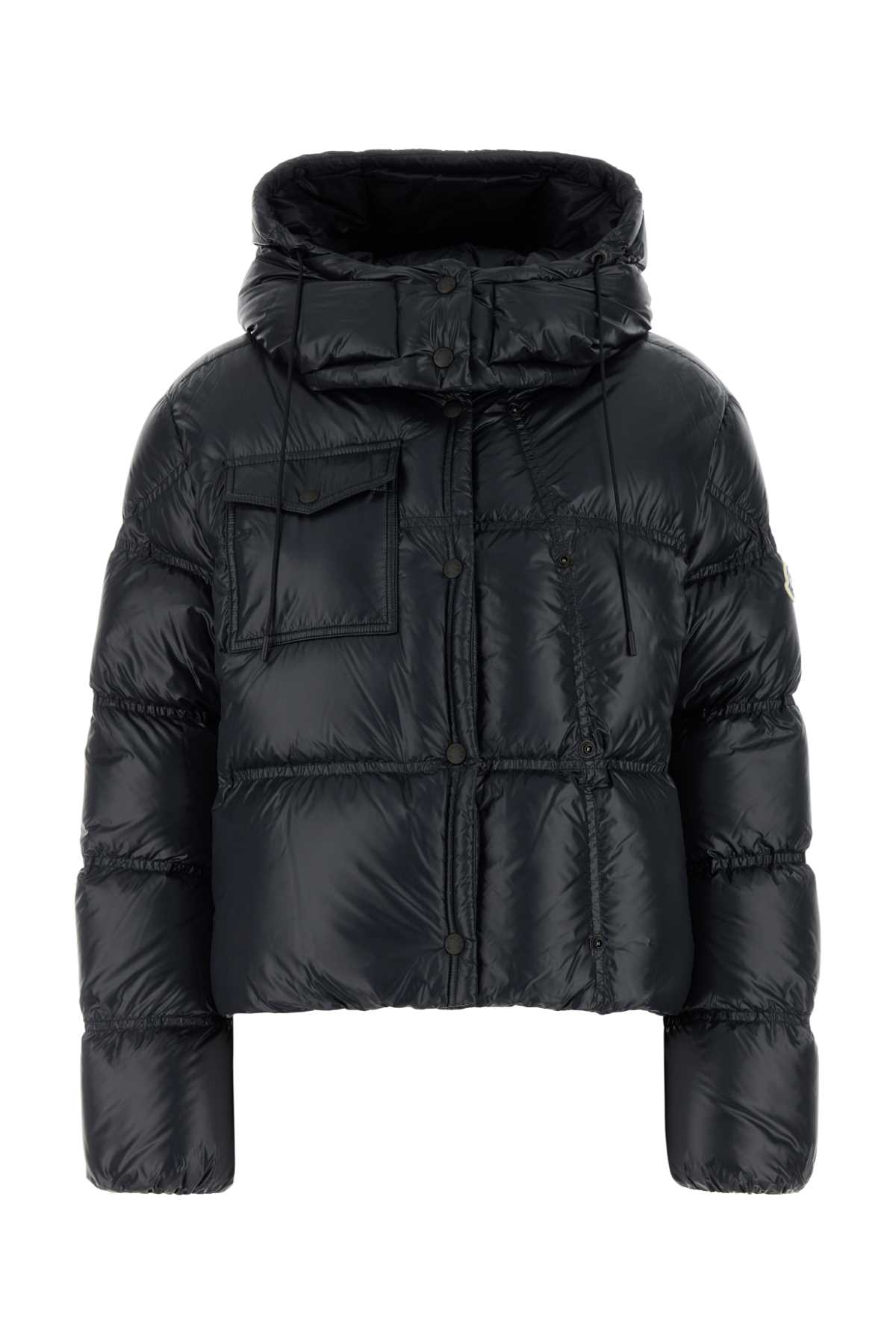 Moncler Erea Square-quilted Hooded Short Down Jacket In Black