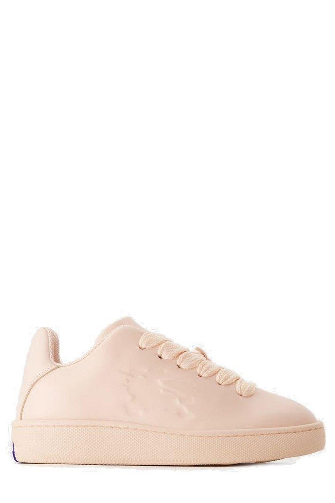 Shop Burberry Box Equestrian Knight Embossed Sneakers In Rosa