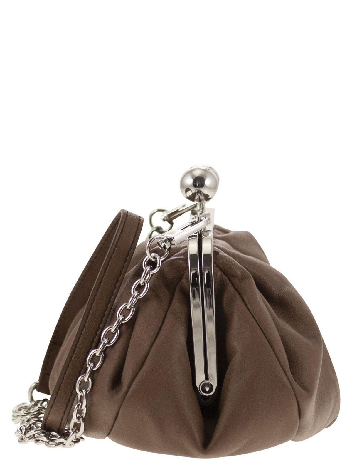 Shop Weekend Max Mara Pasticcino Chain-link Small Clutch Bag In Brown