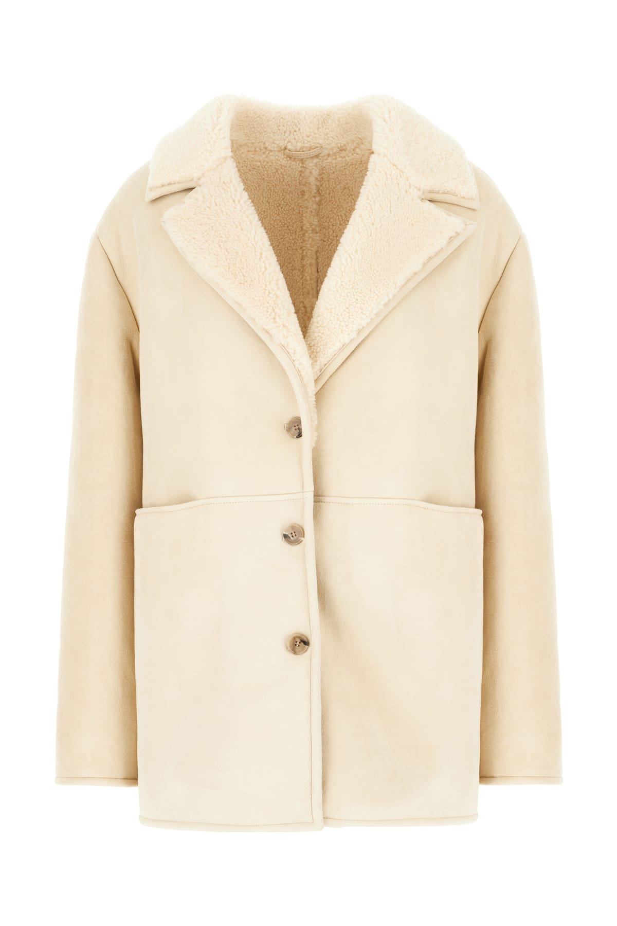 Loulou Studio Ivory Shearling Jacket In White