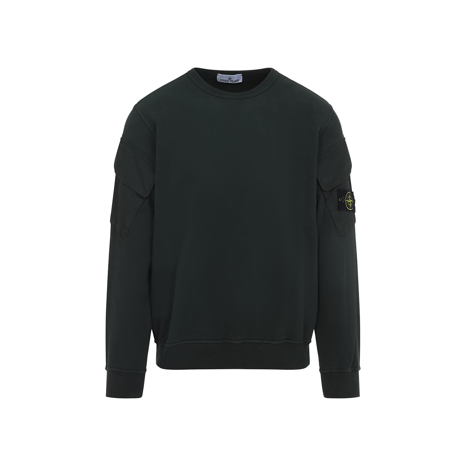 Stone Island Crewneck Sweatshirt In Brushed Organic Cotton In Green