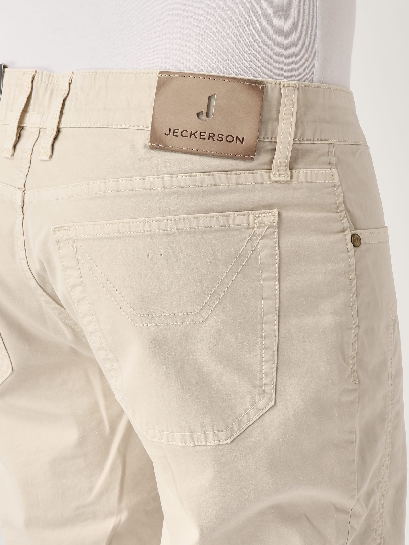 Shop Jeckerson John 5 Tasche Toppa Slim Trousers In Beige