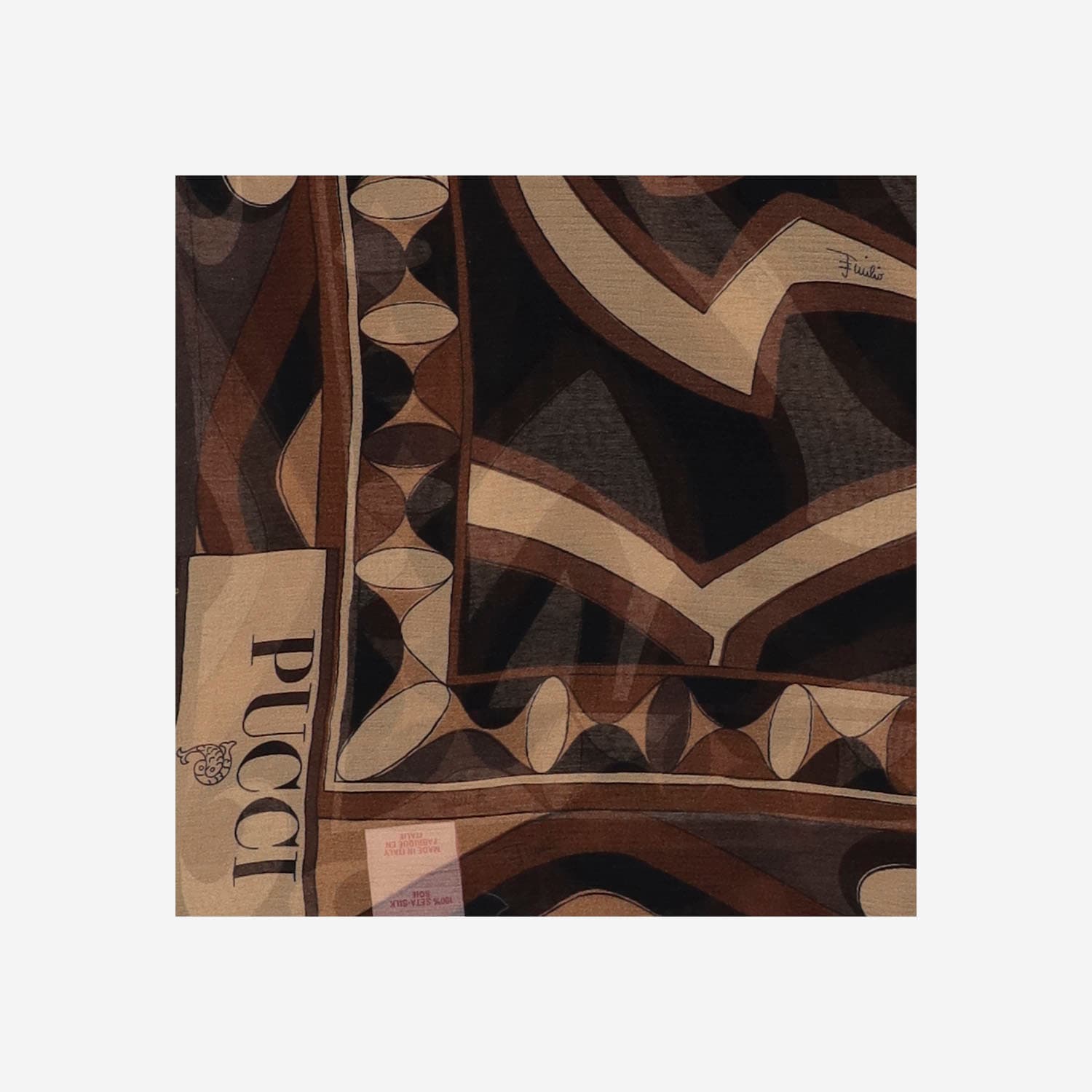 Pucci Geometric-print Silk Scarf In Brown