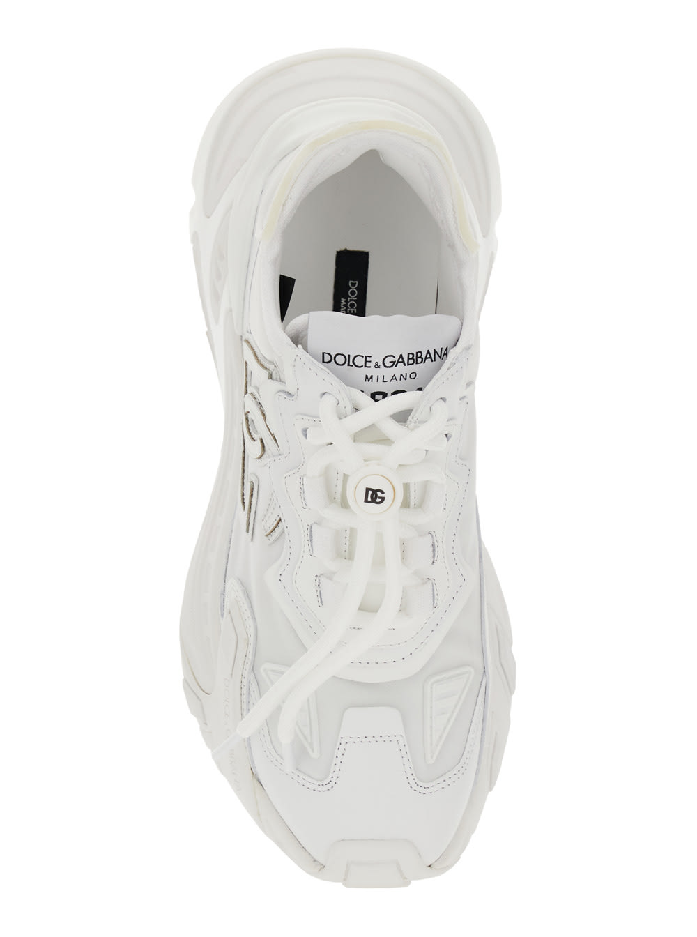 Dolce & Gabbana Accelerate Fabric Sneakers Leather Inserts In White