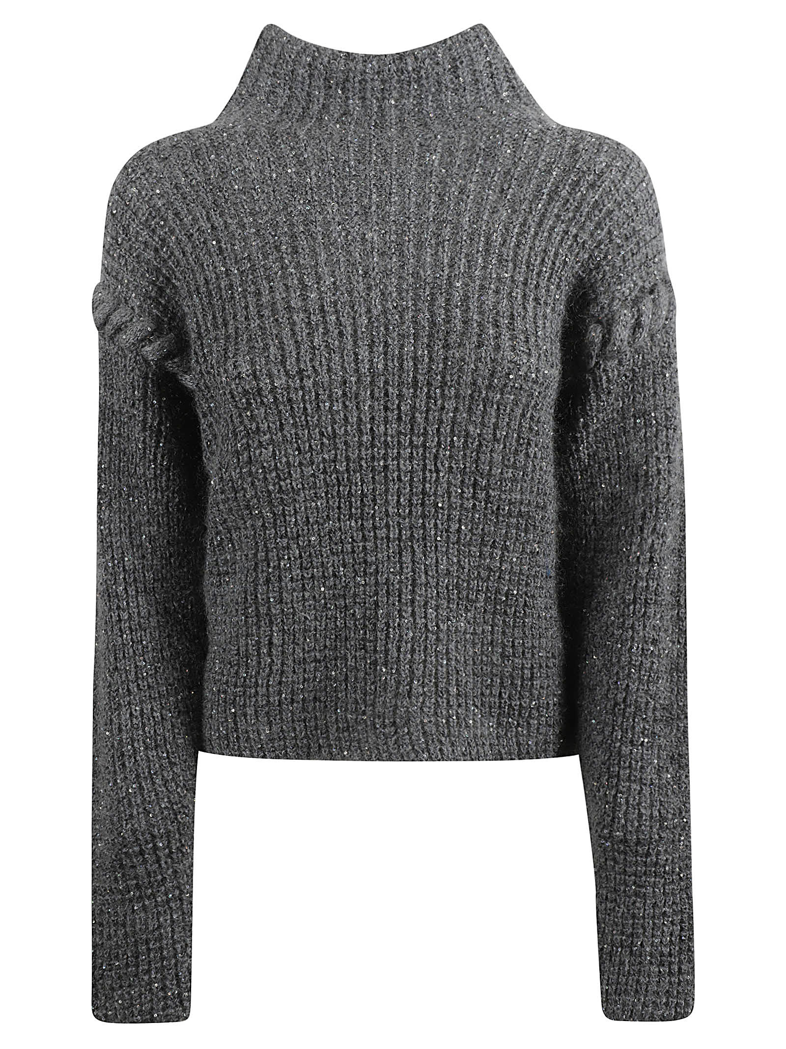 Shop Genny Rib Knit Sweater In Grey