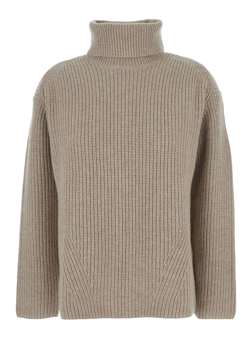 Parosh Beige Turtleneck Sweater With Dropped Shoulders In Wool And Cashmere Blend Woman