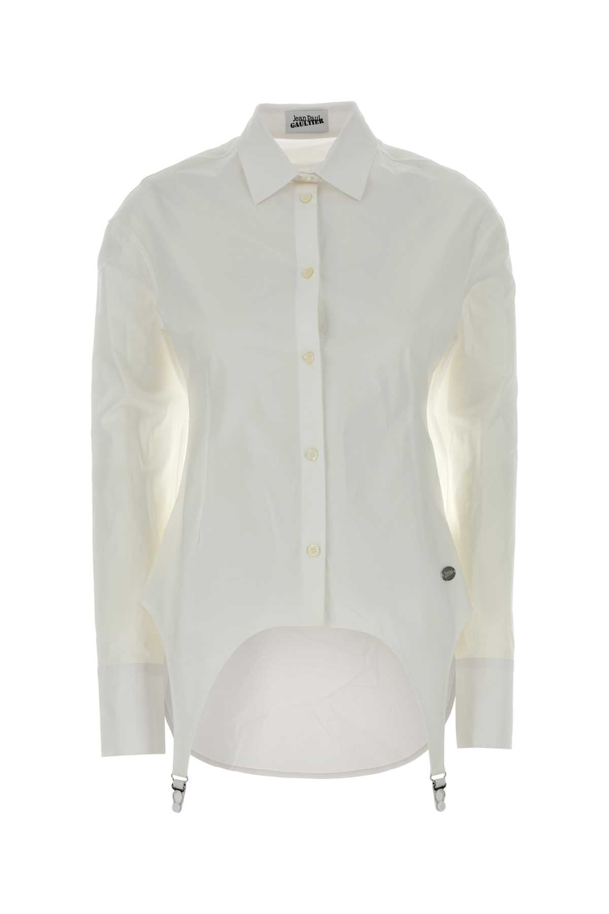 Jean Paul Gaultier White Stretch Poplin Shirt In White