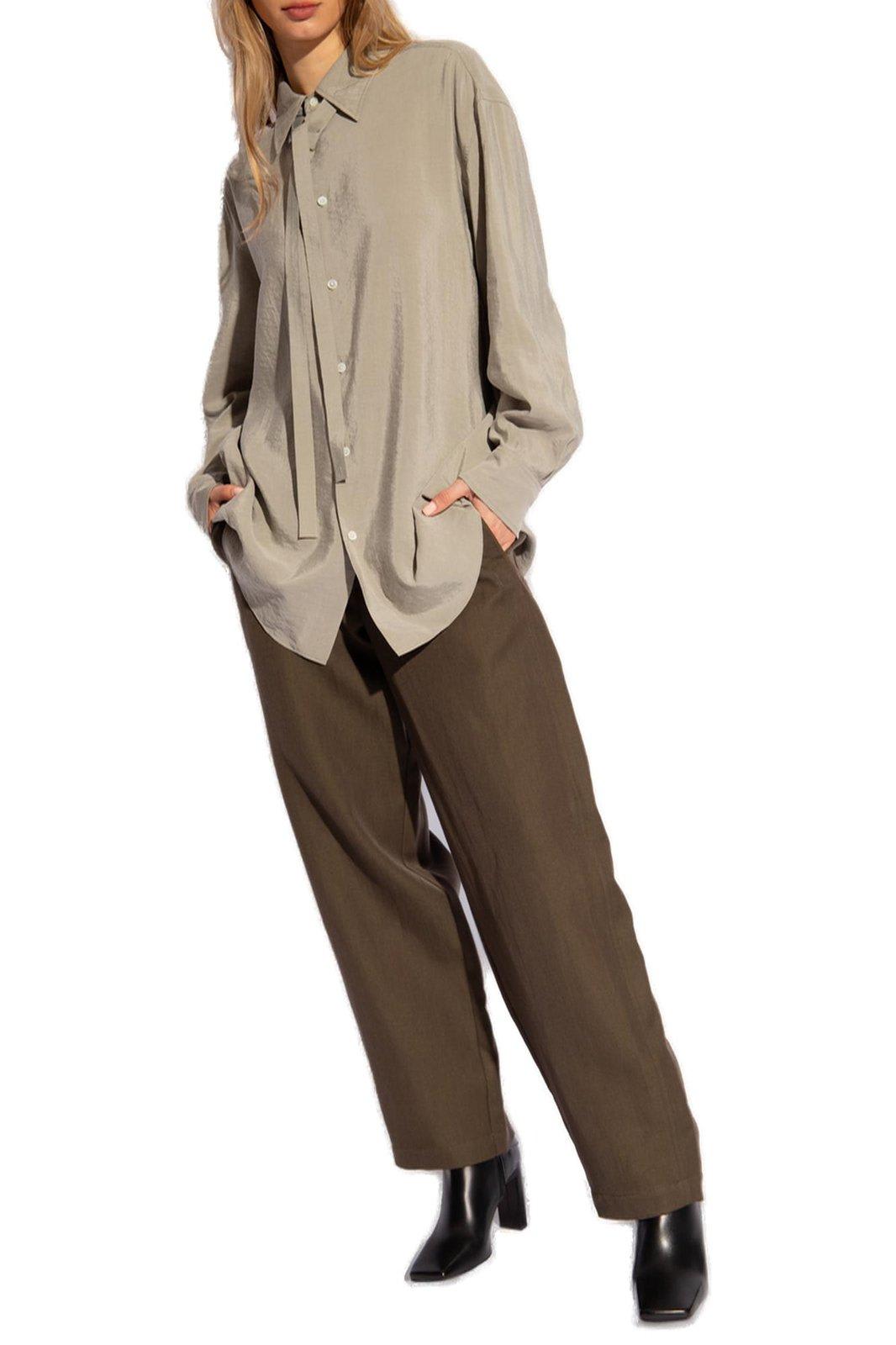 Shop Lemaire Long Sleeved Buttoned Shirt In Bk885 Light Misty Grey