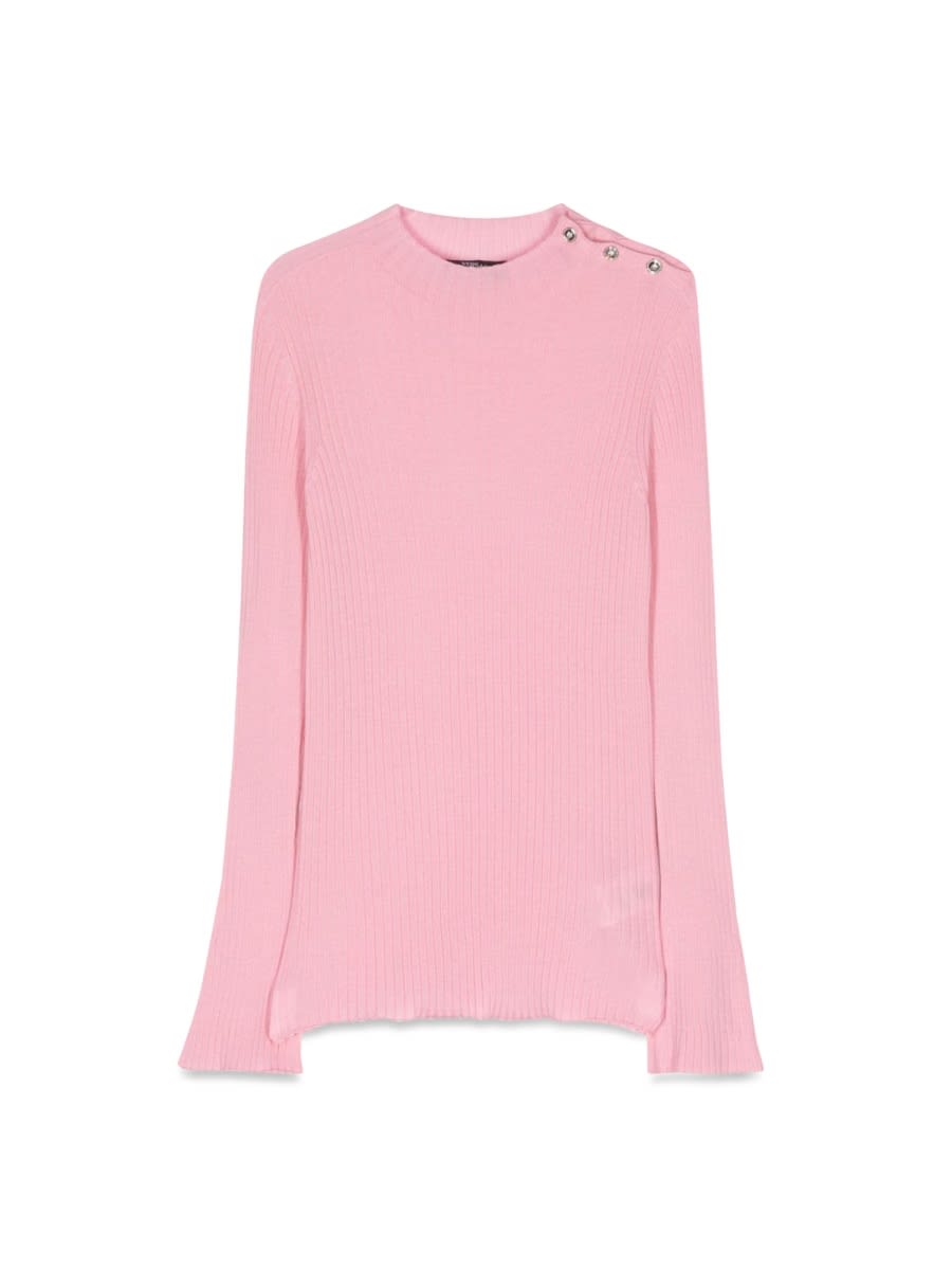 Shop Versace Knit Sweater Rib Series In Pink
