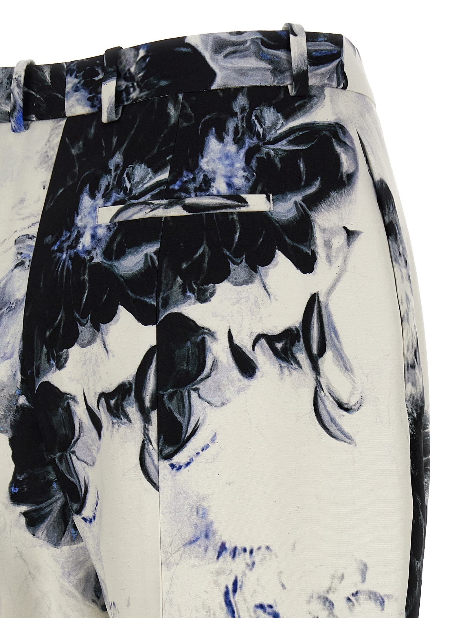 Alexander Mcqueen Women Viscose Trouser With Floral Print In White
