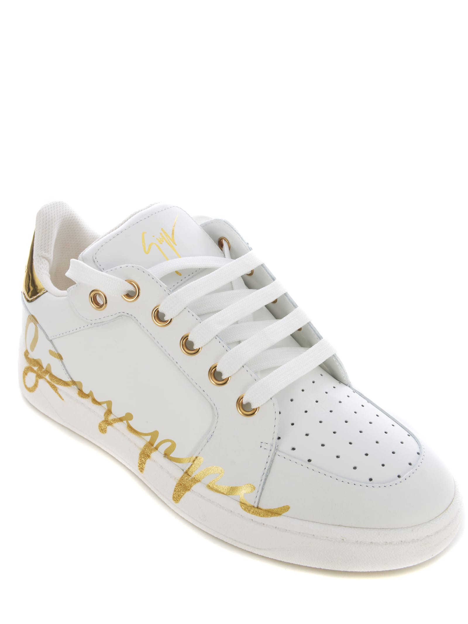 Shop Giuseppe Zanotti Sneakers  Gz94 Made Of Leather In Bianco