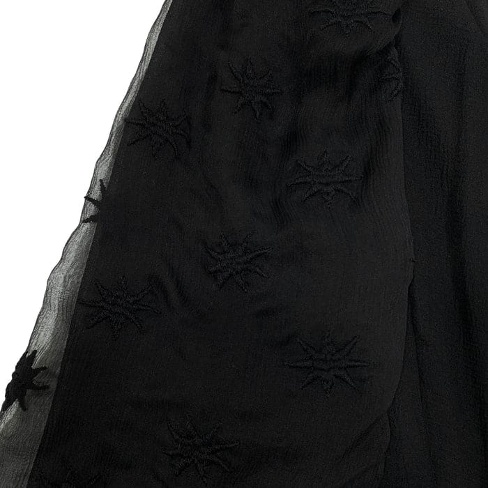 Chloé Square Neckline Flared Sleeves Sheer Overlay Embroidered In 001