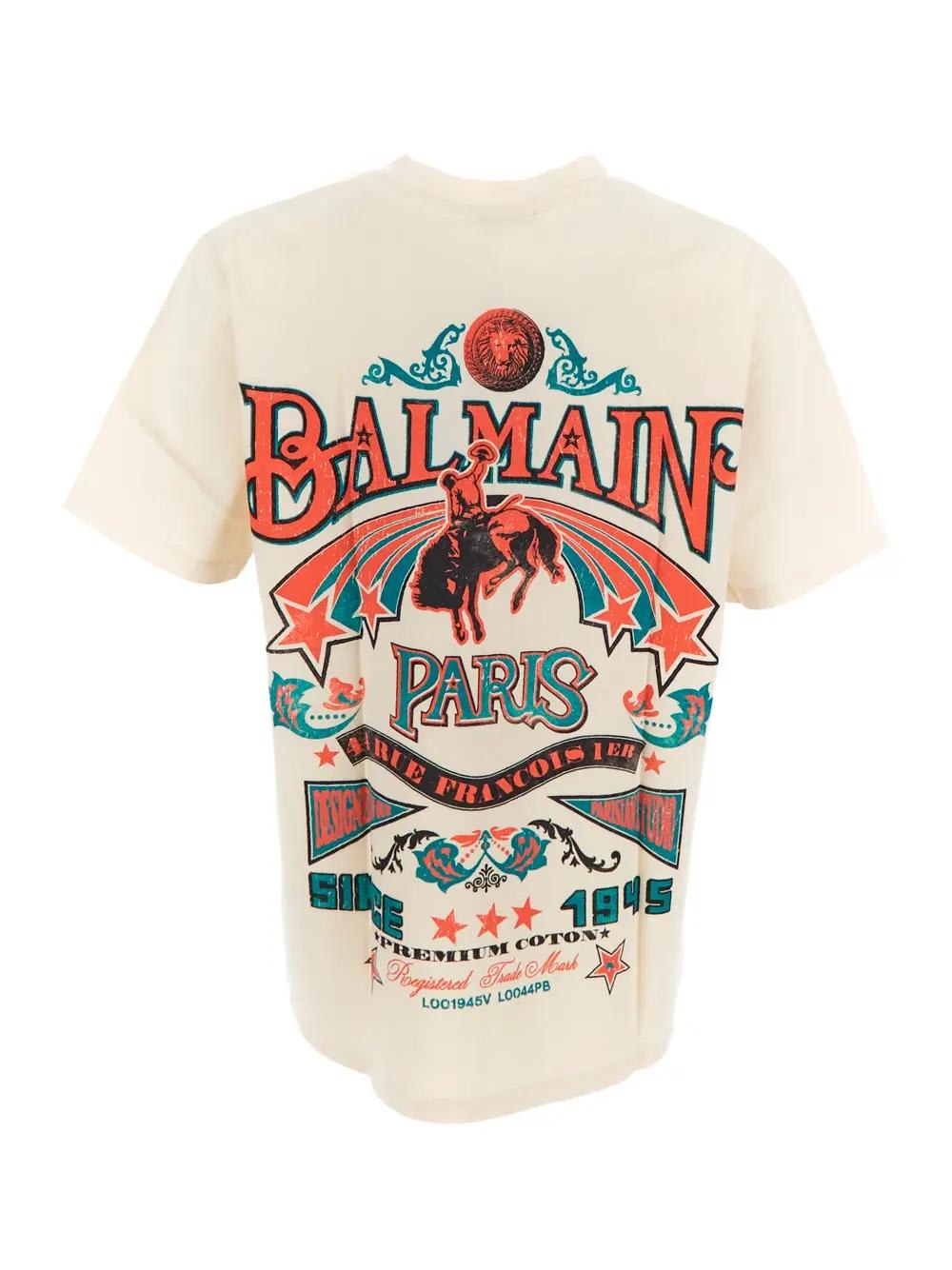 Shop Balmain Cotton T-shirt In Beige