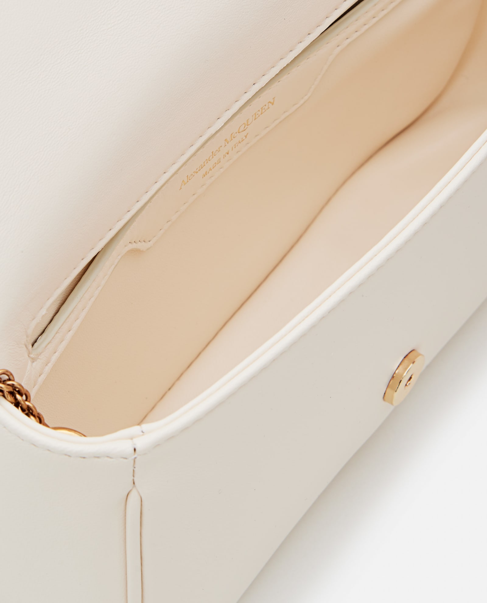 Alexander Mcqueen Mini Seal Leather Shoulder Bag In White