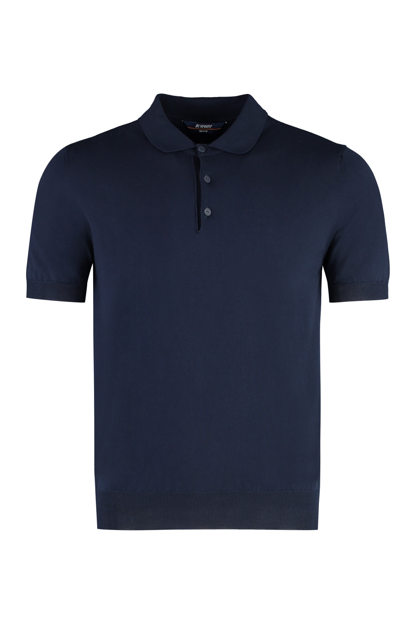 Shop K-way Pleyne Knitted Cotton Polo Shirt In Blue Depth