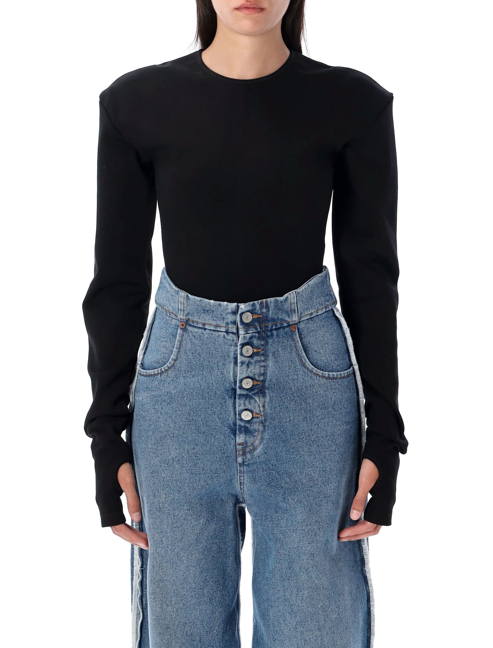 Mm6 Maison Margiela Ls Bodysuit In Black