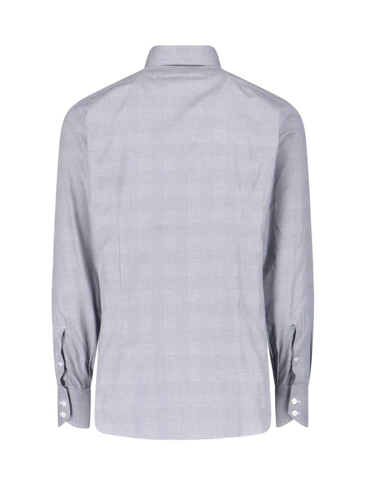 Tom Ford Long Sleeve Checkered Shirt With Buttoned Cuffs In Gray