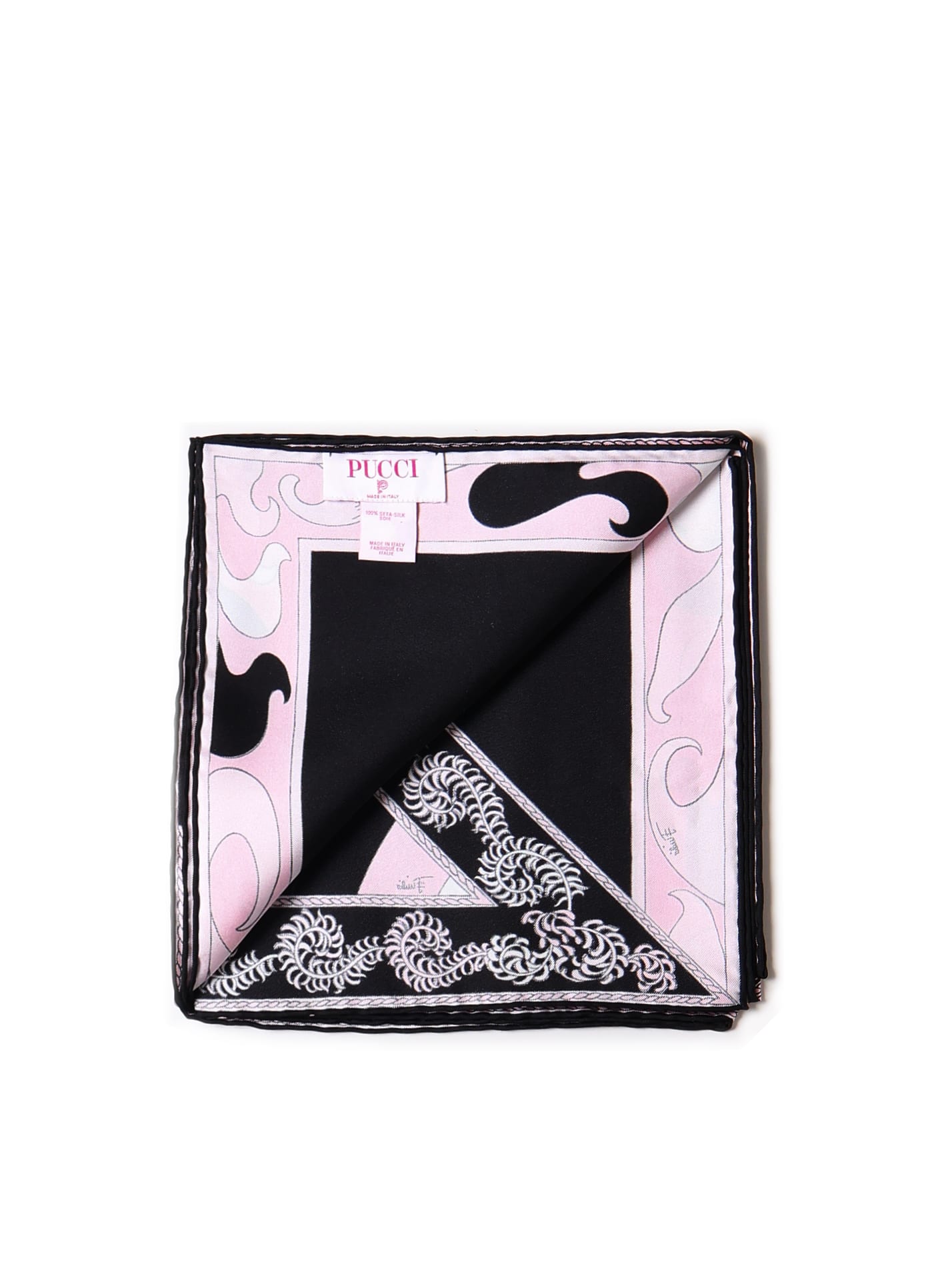 Shop Pucci Scarf With Iride-struzzo Print In Black, Pink