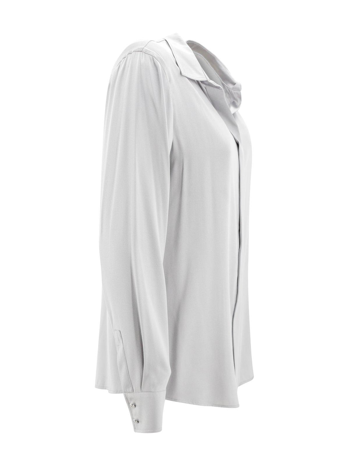 Shop Max Mara Buttoned Long-sleeved Top In Grigio Perla