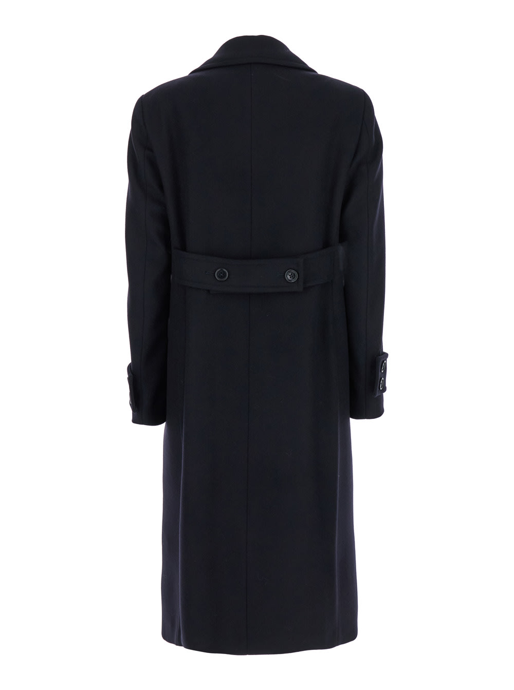 Shop The Seafarer Queen Black Double-breasted Coat With Oversize Notched Revers In Wool Woman