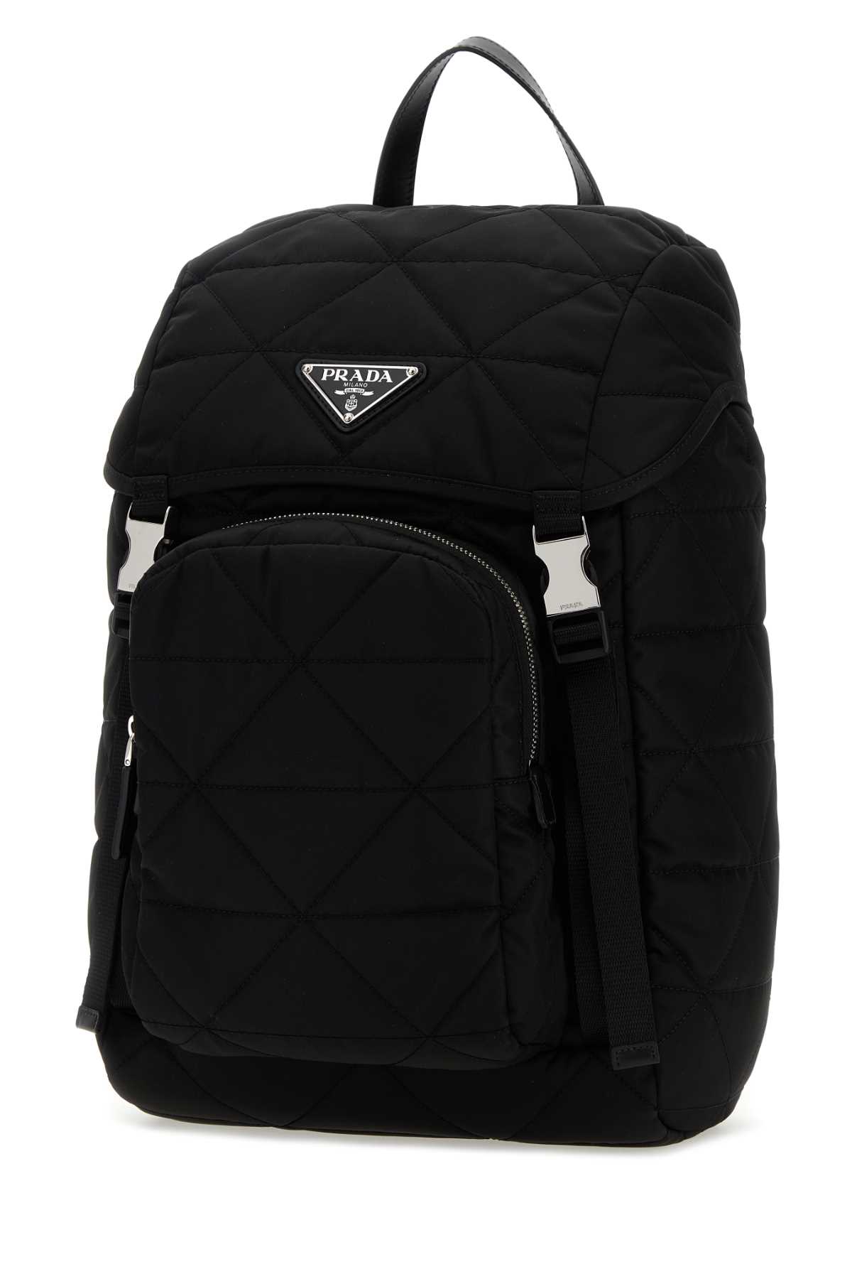 Shop Prada Black Fabric Backpack In Nero