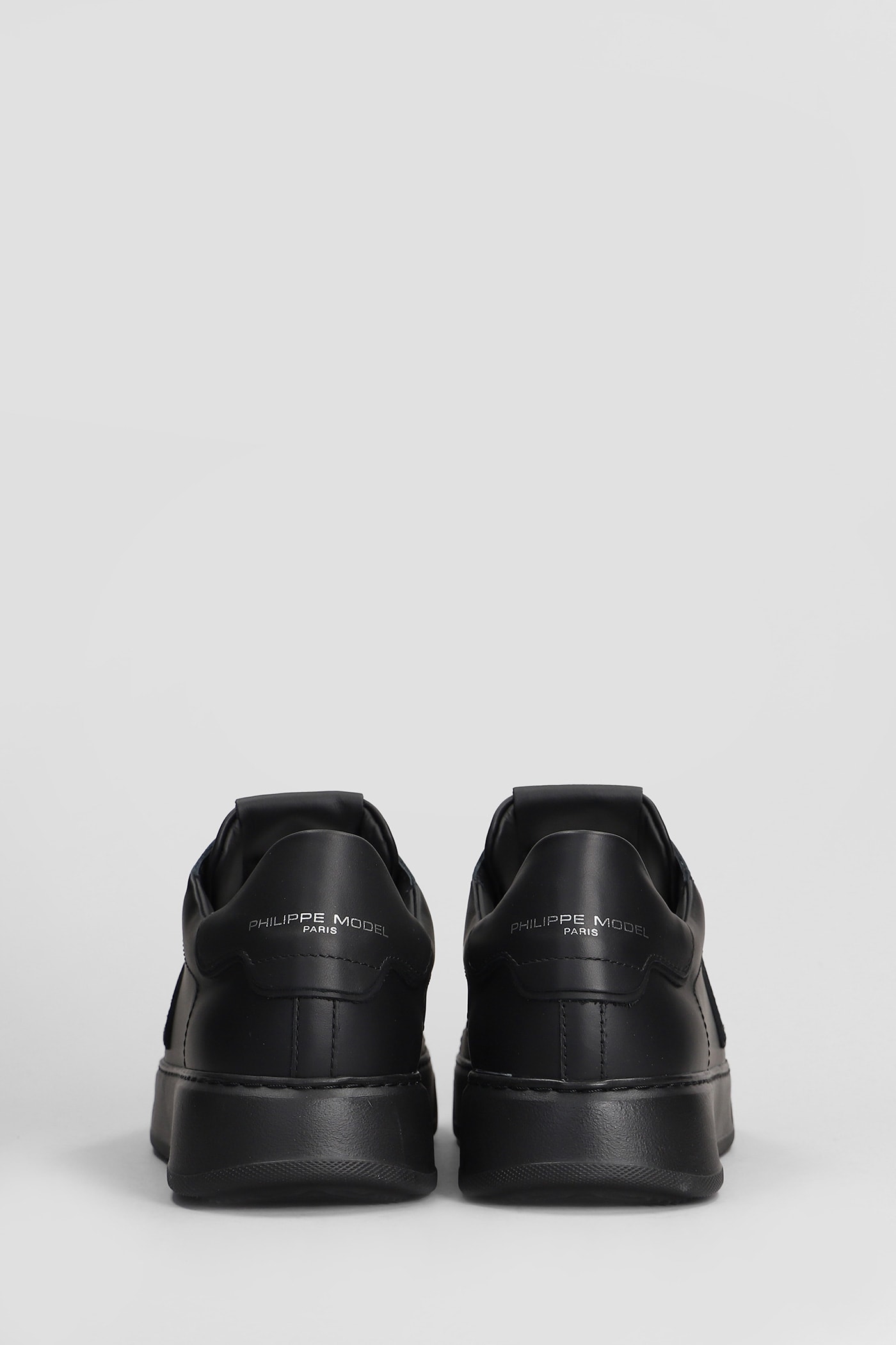 Shop Philippe Model Temple Low Sneakers In Black Leather