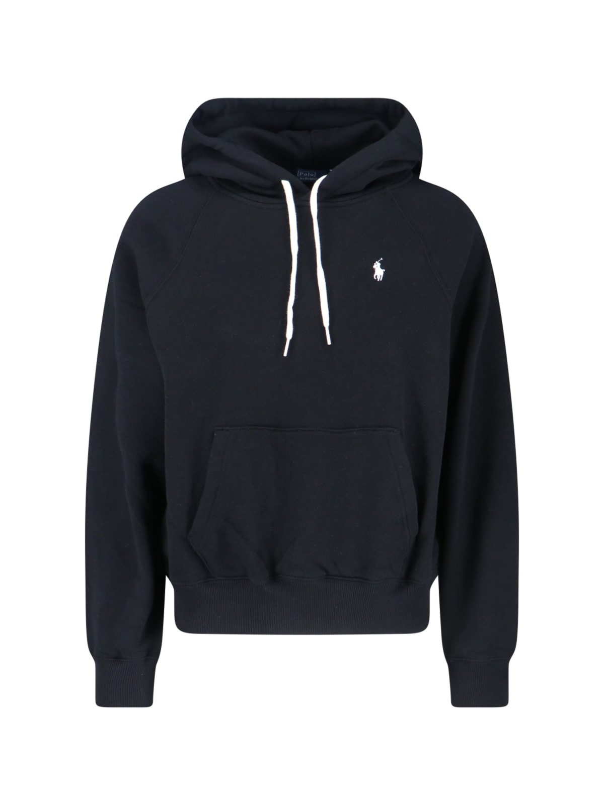 Polo Ralph Lauren Black Hoodie With Drawstring Hood And Pony Embroidery On The Front In Blue