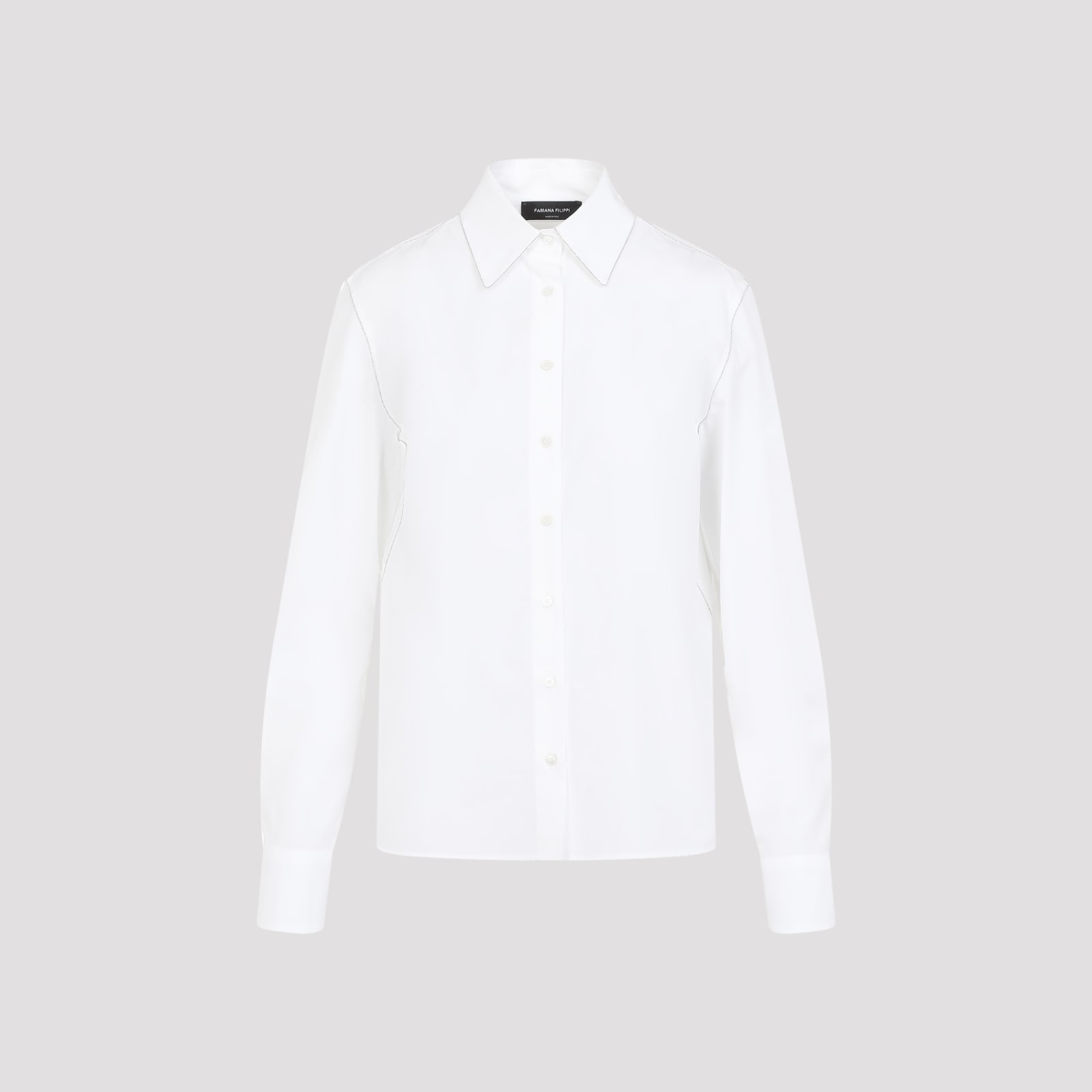 Shop Fabiana Filippi Cotton Shirt In Bianco Ottico