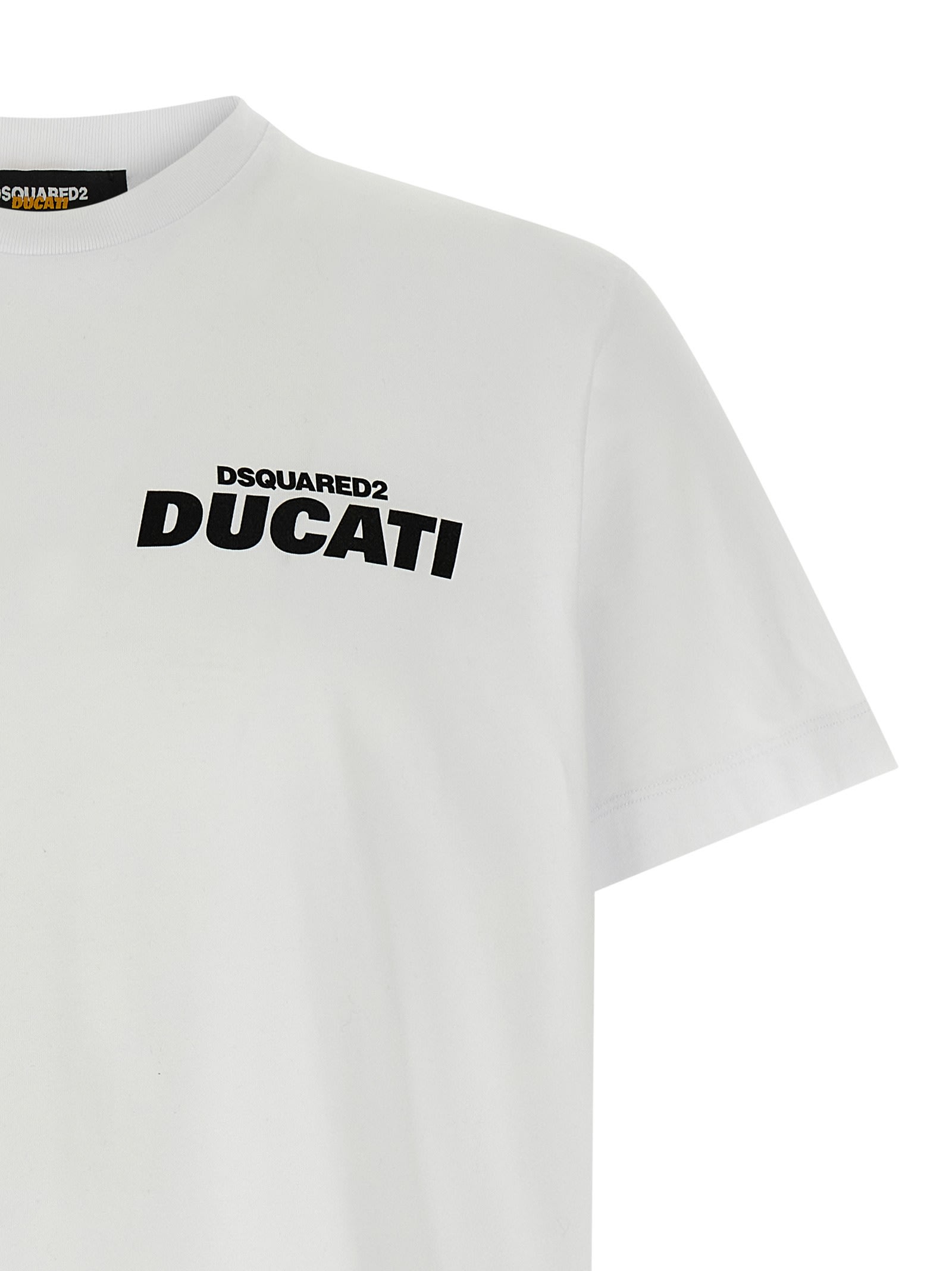 Dsquared2 Ducati X D2 White T-shirt With Logo On The Front In Cotton Man In Multi