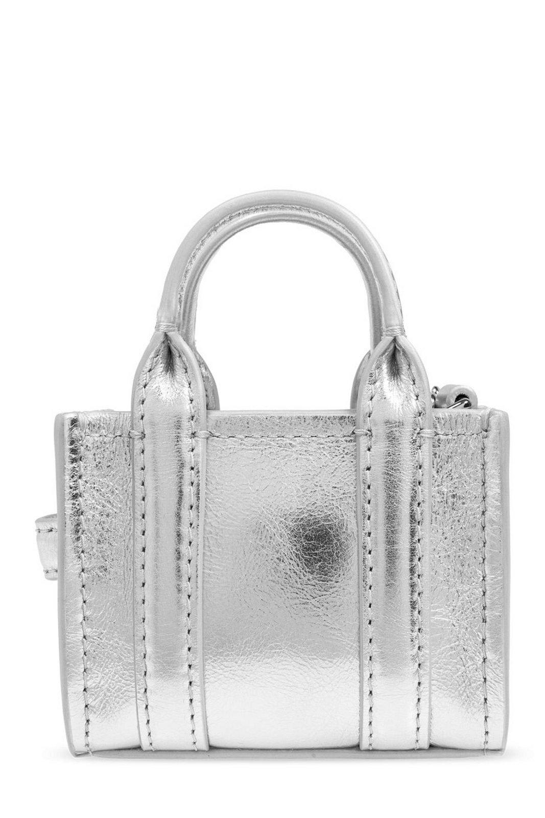 Marc Jacobs The Metallic Nano Tote Charm Keychain In Argento