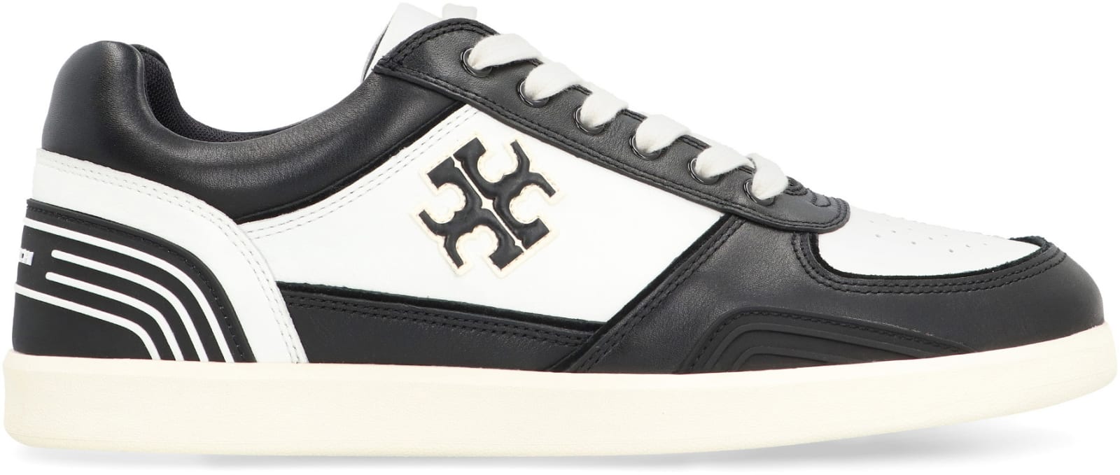 Shop Tory Burch Clover Court Leather Low-top Sneakers In White