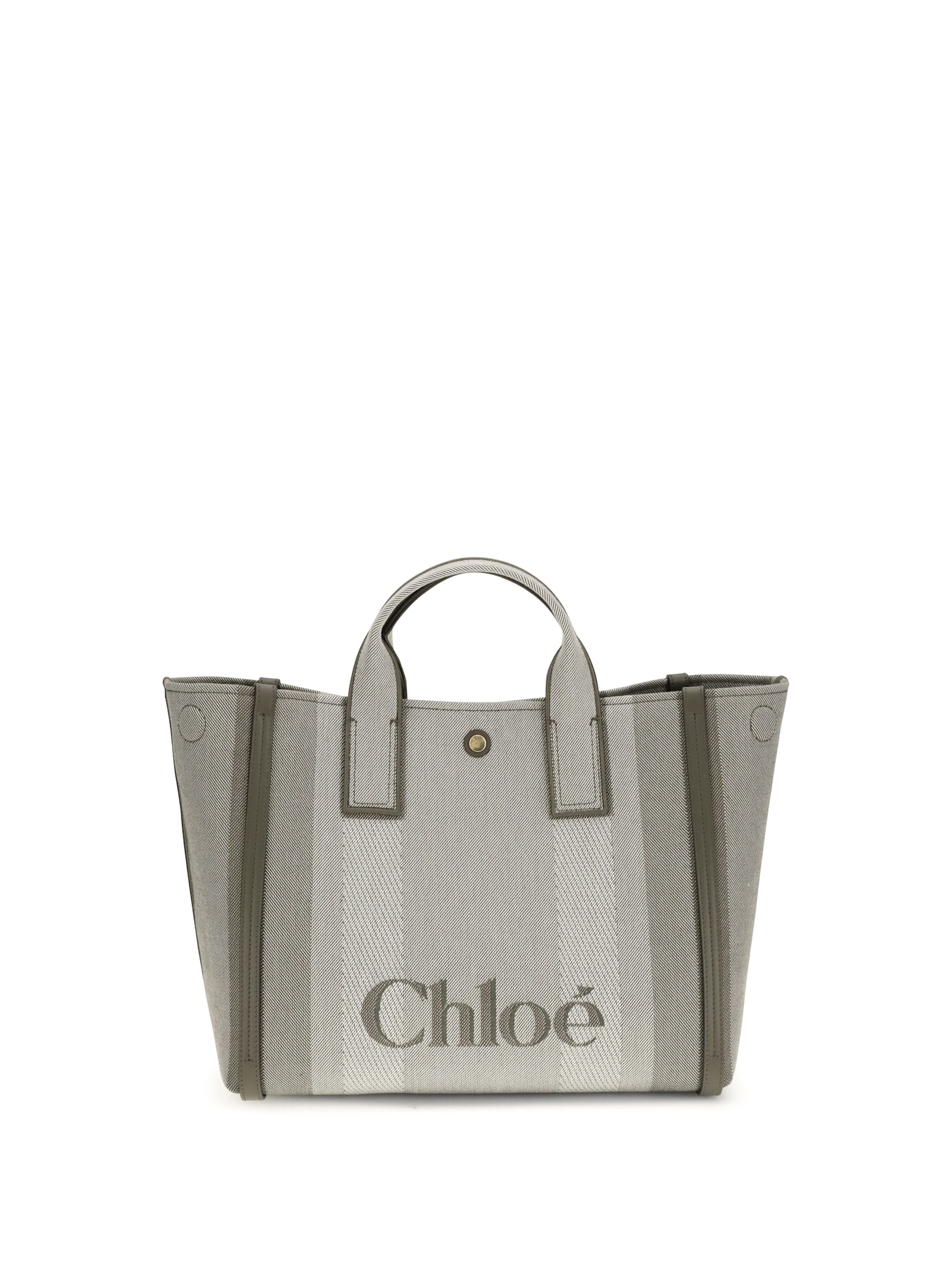 Chloé Carry Logo Detailed Large Tote Bag In Gray