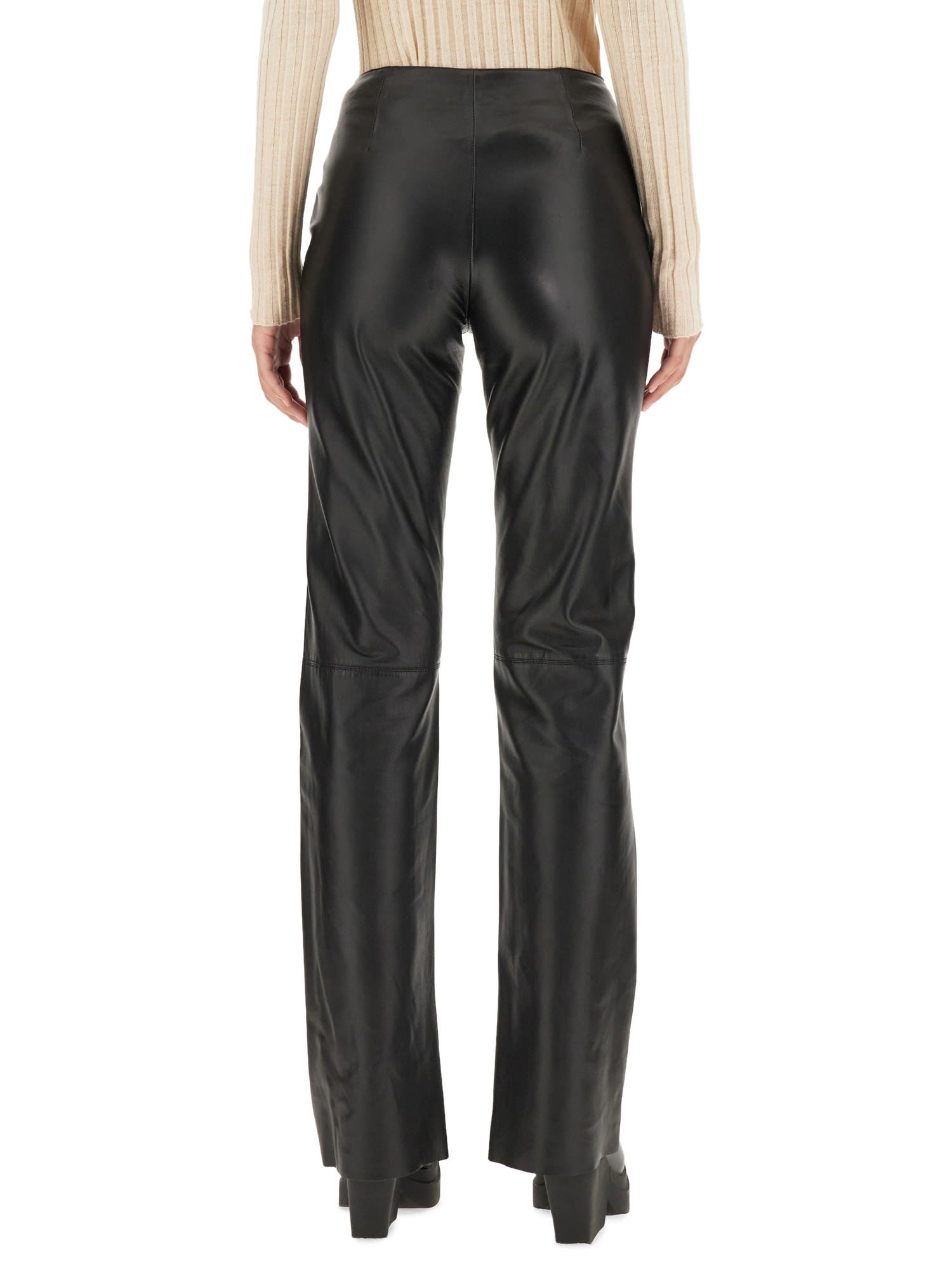 Shop Alysi Leather Pants In Black