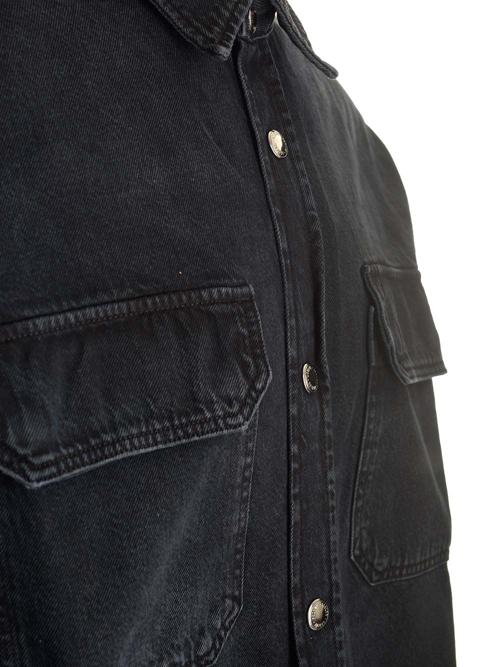 Shop Agolde Camryn Denim Overshirt In Black