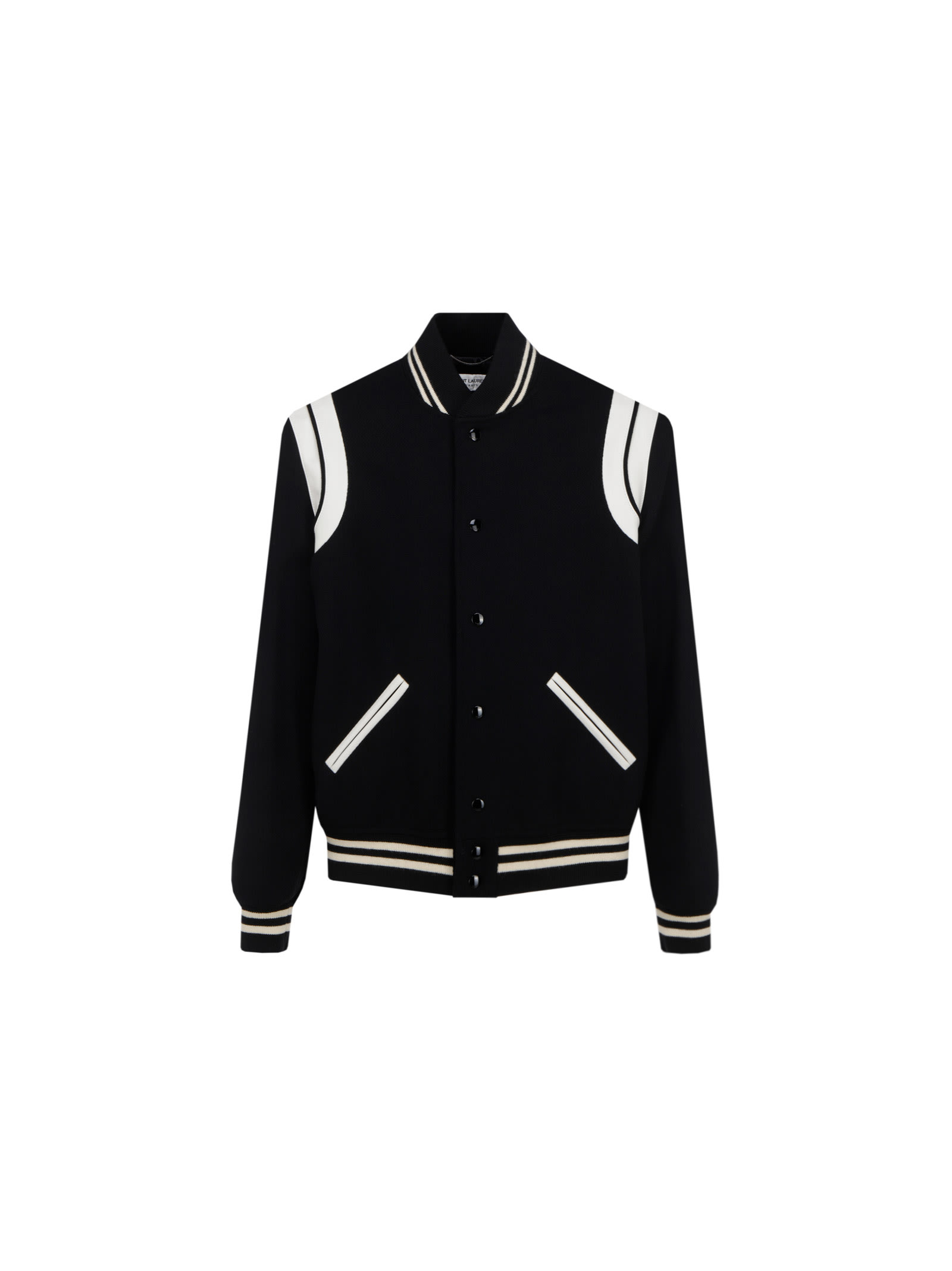 Shop Saint Laurent Teddy Jacket In Noir/blanc