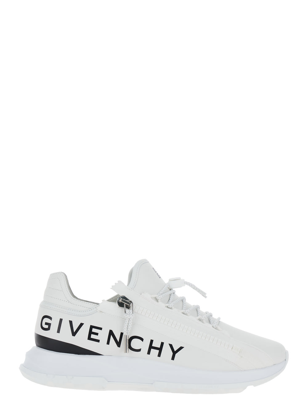 Shop Givenchy Spectre White Low Top Sneakers With Zip And Logo In Leather Man