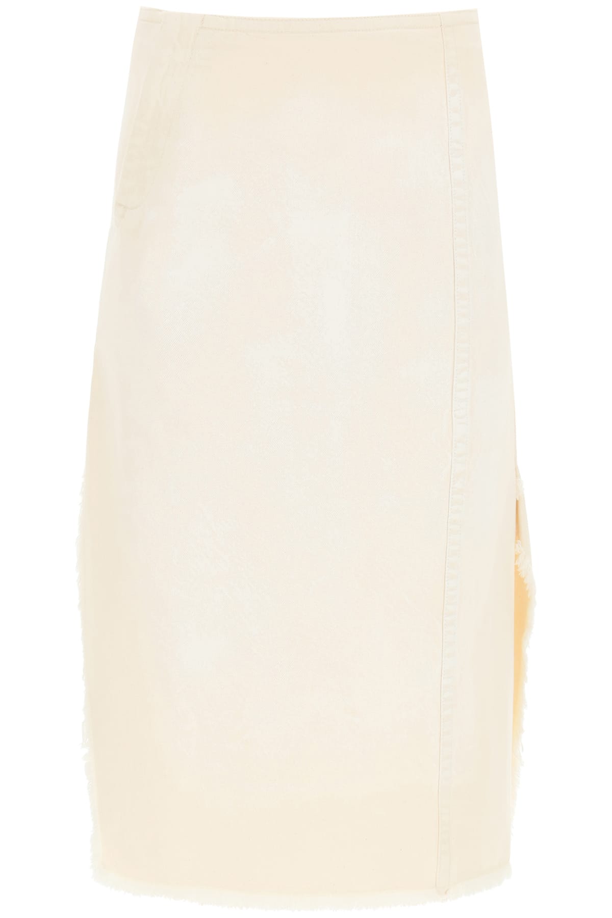Marni Denim Midi Skirt In Snow (beige)