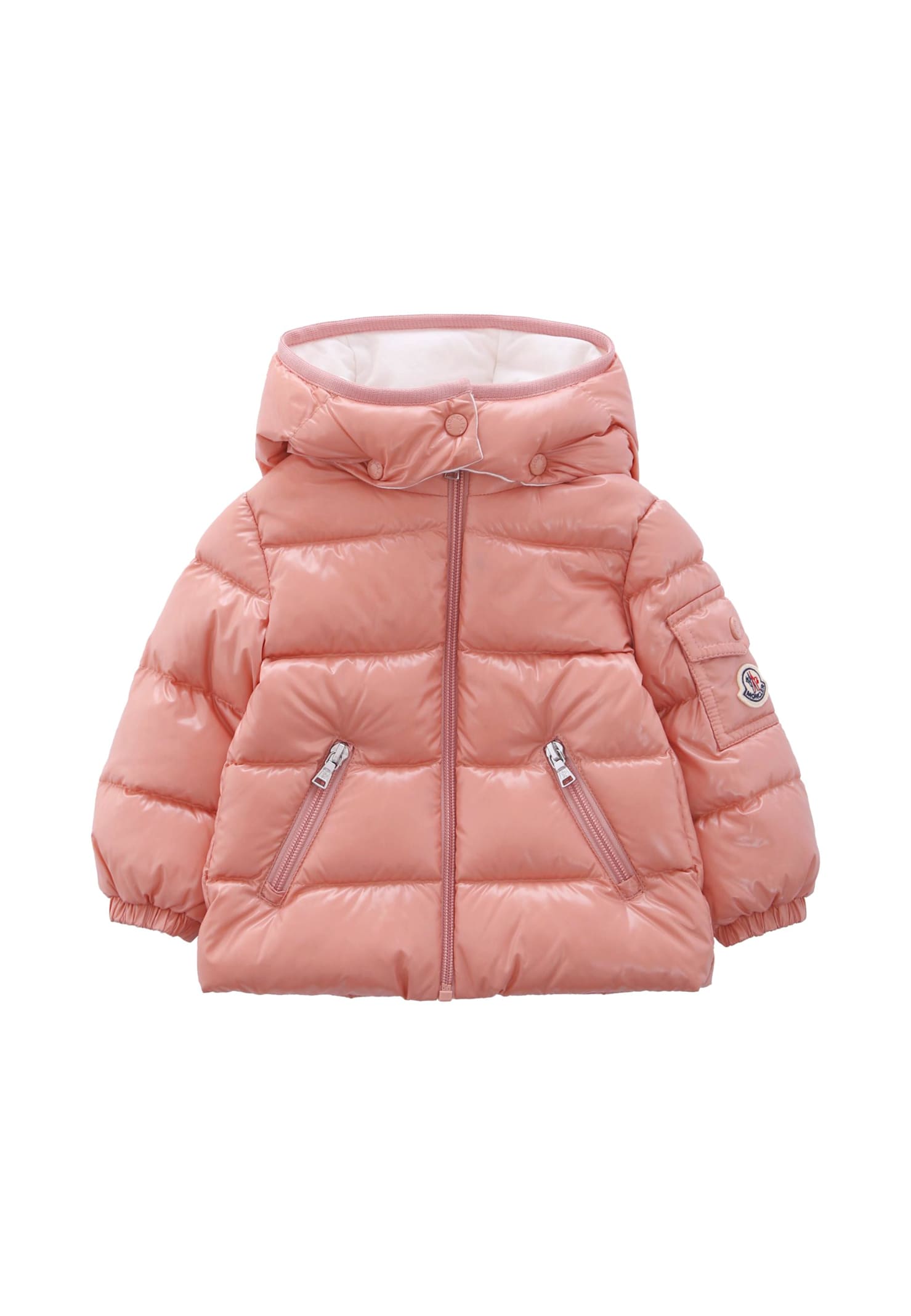 Moncler Pink Bady Down Jacket For Baby Girl With Logo